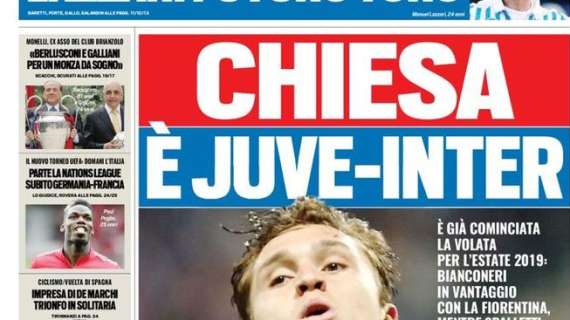 Prima pagina TS - Chiesa, è Inter-Juve. Spalletti in pressing sull'entourage