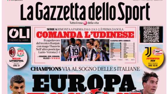 RASSEGNA STAMPA, Le prime pagine dei quotidiani