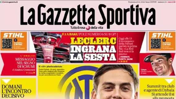 La Gazzetta dello Sport in apertura: "Inter, l'ora della Joya"