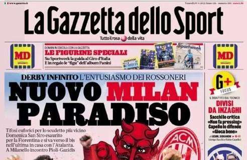 La Gazzetta dello Sport in prima pagina: "Milan, stadio in esclusiva con Investcorp"