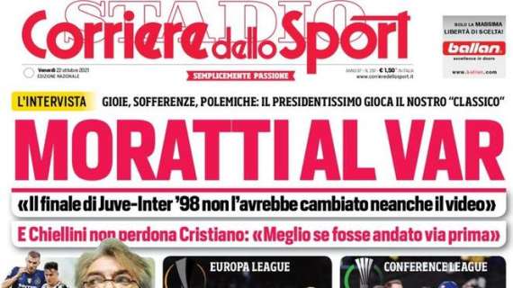 L'apertura del Corriere dello Sport in prima pagina: "Moratti al VAR"