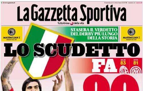 La Gazzetta dello Sport in prima pagina: "Lo scudetto fa 90"