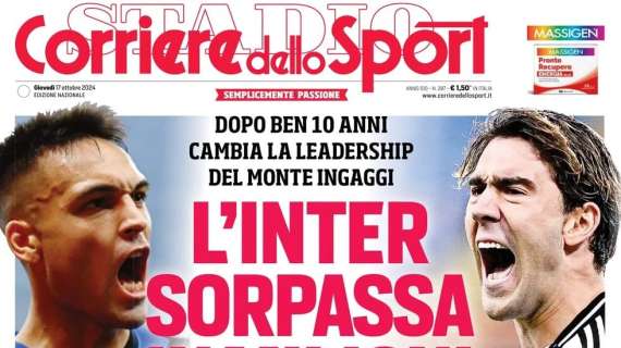 L'Inter sorpassa in milioni: prima per monte ingaggi in Italia. Il Corriere dello Sport in prima pagina