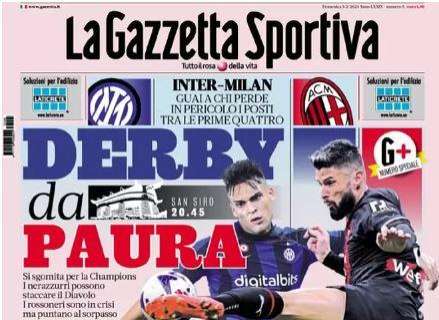 La prima pagina della Gazzetta dello Sport: "Derby da paura"