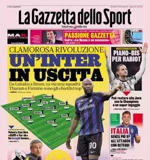 L'apertura della Gazzetta: "Clamorosa rivoluzione: un'Inter in uscita". Nel mirino Thuram e Firmino