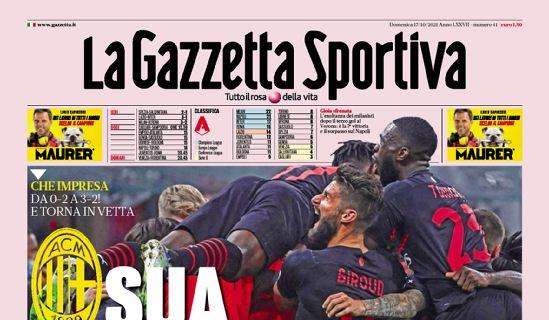 La prima pagina de La Gazzetta dello Sport: "L'Inter perde partita e testa"