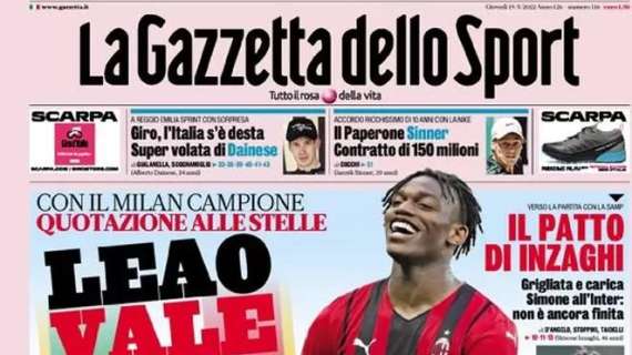 La Gazzetta dello Sport in prima pagina: "Il patto di Inzaghi"
