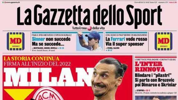 La Gazzetta dello Sport in apertura: "L'Inter rinnova"