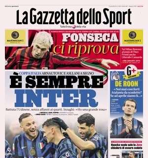 E' sempre Inter, Inzaghi: "Turnover? Ho una grande rosa". La prima pagina della Gazzetta dello Sport