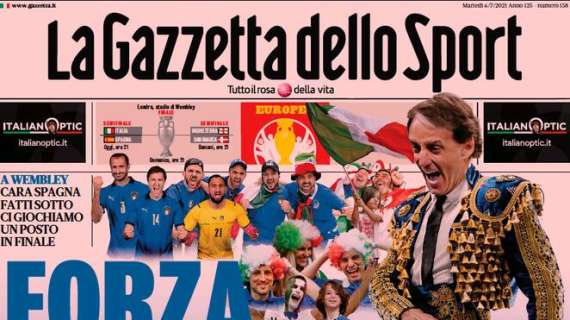 L'apertura de La Gazzetta dello Sport: "Forza azzurri da Trieste in giù"