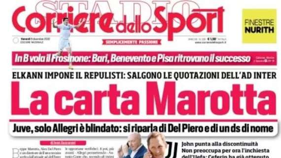 Corsport in apertura: "La carta Marotta. Juve, risalgono le quotazioni dell'ad dell'Inter"