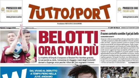 Tuttosport dedica l'apertura al nuovo talento della Juve: "W Miretti"