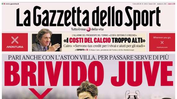 Champions, Juve col brivido. Liverpool show e Inter seconda: la prima pagina della Gazzetta