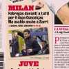 La Gazzetta in apertura: "Milan, Fabregas davanti a tutti per il dopo Conceiçao. Ma occhio anche a Sarri"