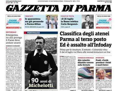Gazzetta di Parma: "In quarantena ma già pensando al Milan"