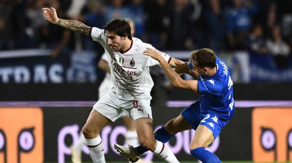 Sandro Tonali e lo scatto con la fascia da capitano al braccio in Empoli-Milan
