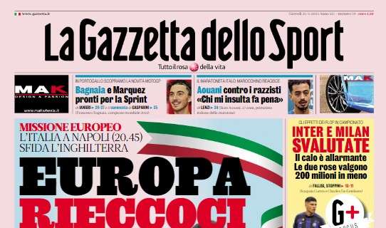 La Gazzetta in prima pagina: "Inter e Milan svalutate"