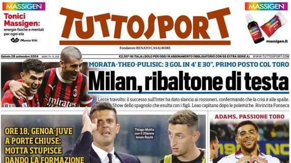 Tuttosport in prima pagina: "Milan, ribaltone di testa"