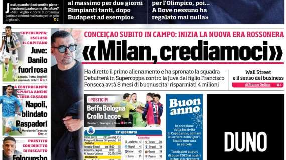 Al via l'era Conceiçao. Il CorSport apre con le sue parole: "Milan, crediamoci"