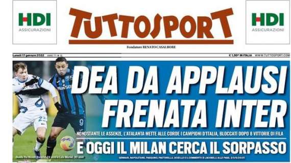 Tuttosport in prima pagina: "Oggi il Milan cerca il sorpasso"