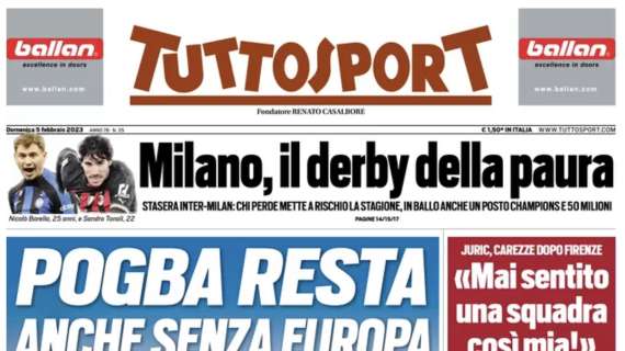 Tuttosport titola: "Milano, il derby della paura"