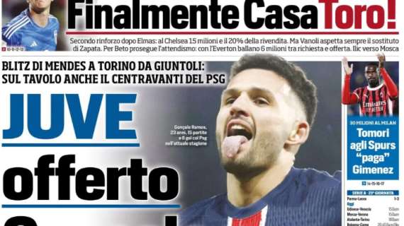 Tuttosport in prima pagina: "Tomori agli Spurs 'paga' Gimenez"