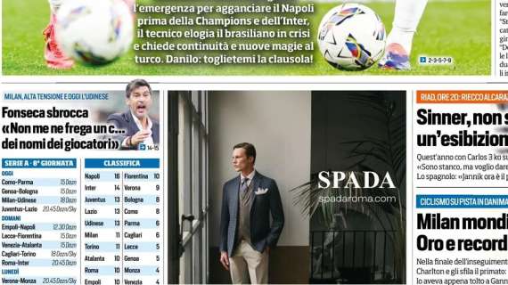 Tuttosport apre con le parole di Fonseca: "Non me ne frega un c... dei nomi dei giocatori"