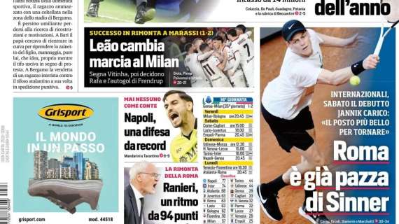 Il CorSport in apertura: "Leao cambia marcia al Milan"