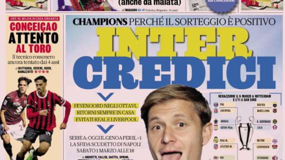 La Gazzetta in apertura sul Milan: "Conceiçao, attento al Toro"