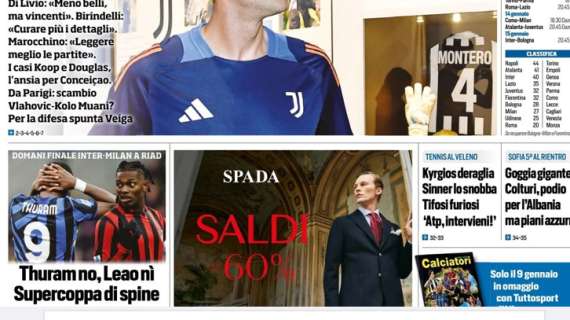 Tuttosport in prima pagina: "Thuram no, Leao nì. Supercoppa di spine"