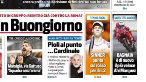Panchina Milan, Tuttosport in prima pagina: "Pioli al punto...Cardinale"
