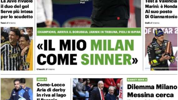 Il QS e le parole di Pioli prima del B.Dortmund: "Il mio Milan come Sinner"