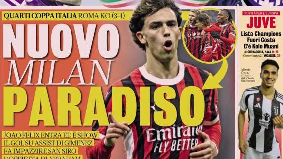 Roma battuta 3 a 1. La Gazzetta in prima pagina: "Nuovo Milan Paradiso"