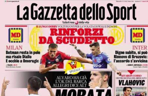 Milan-Inter, La Gazzetta dello Sport: "Rinforzi Scudetto"