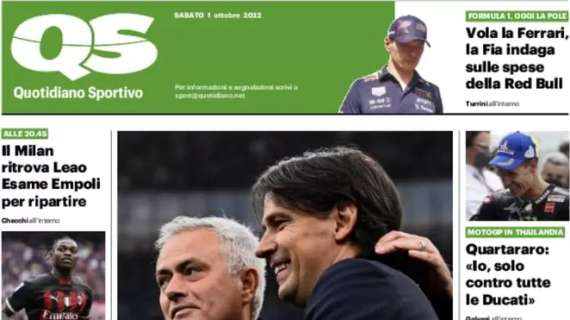 Il QS titola in prima pagina: "Il Milan ritrova Leao. Esame Empoli per ripartire"