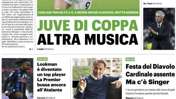 Il QS sul Milan: "Festa del Diavolo: Cardinale assente. Ma c'è Singer"