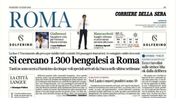 Corriere di Roma: "Smalling salta il Parma, avanti con la difesa a 3"
