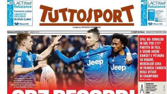 L'apertura di Tuttosport: "CR7 record! Juve, ora a Lione. Toro, non tradire i tifosi"