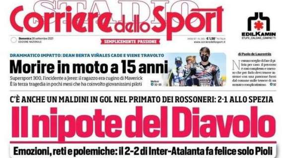 Corriere dello Sport dopo la prima rete di Maldini al Milan: "Il nipote del Diavolo"