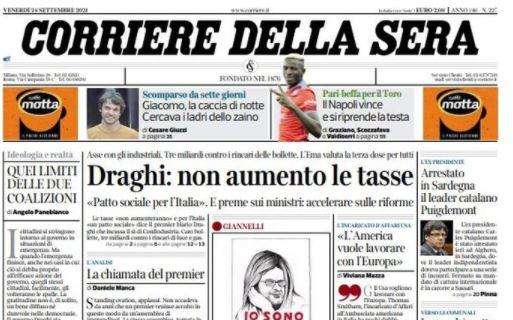 Corriere della Sera: "Il Napoli vince e si prende la testa"