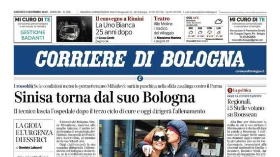Corriere di Bologna: "Sinisa torna dai suoi rossoblù"