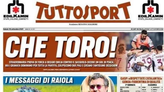 Sassuolo-Torino 0-1. I quotidiani: "Neroverdi dominati, Toro spettacolo"