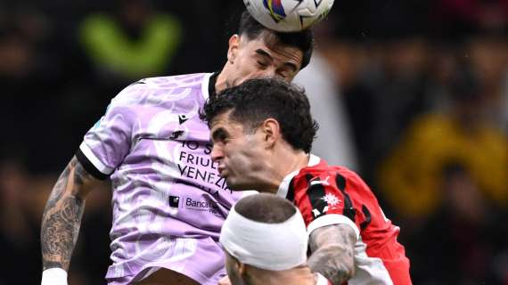 Serie A, il Milan strappa con il brivido i tre punti all'Udinese: 1-0