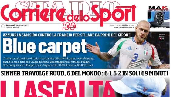 Corriere dello Sport verso Italia-Francia: "Blue carpet"