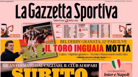 La Gazzetta dello Sport: "Inter e Napoli, scatto Scudetto"