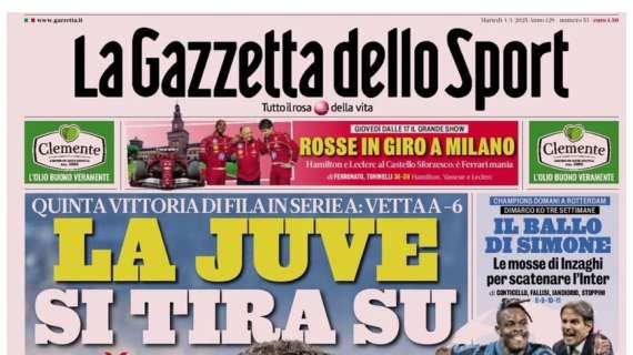 La Gazzetta dello Sport: "La Juve si tira su: vetta a -6"