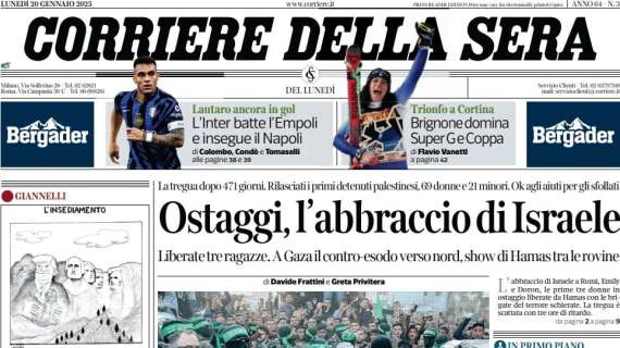 Corriere della Sera: "L'Inter batte l'Empoli e insegue il Napoli"