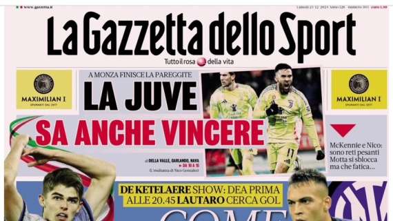 Gazzetta: "Come gira la testa. L'Atalanta risponde al Napoli"